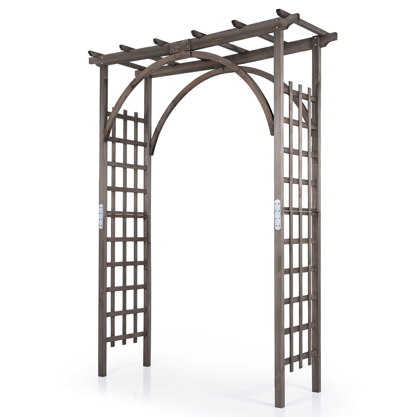 Flat Top Garden Arch Trellis 85" Tall Wood for Climbing Plants and Wedding, Brown Outdoor Decor at Gallery Canada