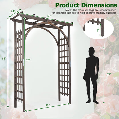 Flat Top Garden Arch Trellis 85" Tall Wood for Climbing Plants and Wedding, Brown Outdoor Decor at Gallery Canada