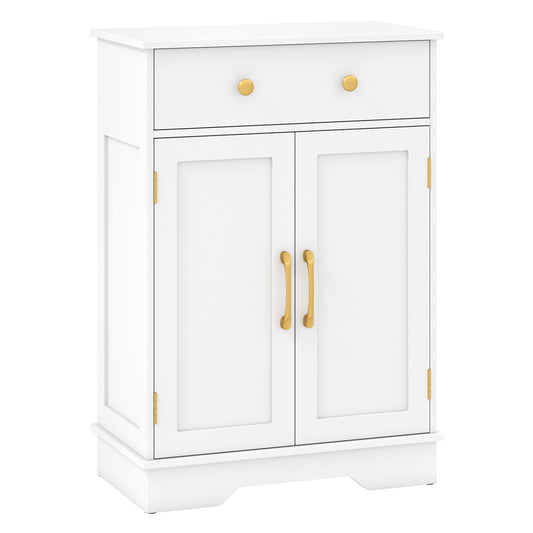Floor Storage Cabinet with Doors Modern Buffet Sideboard with Drawer and Adjustable Shelf, White Floor Cabinets White at Gallery Canada