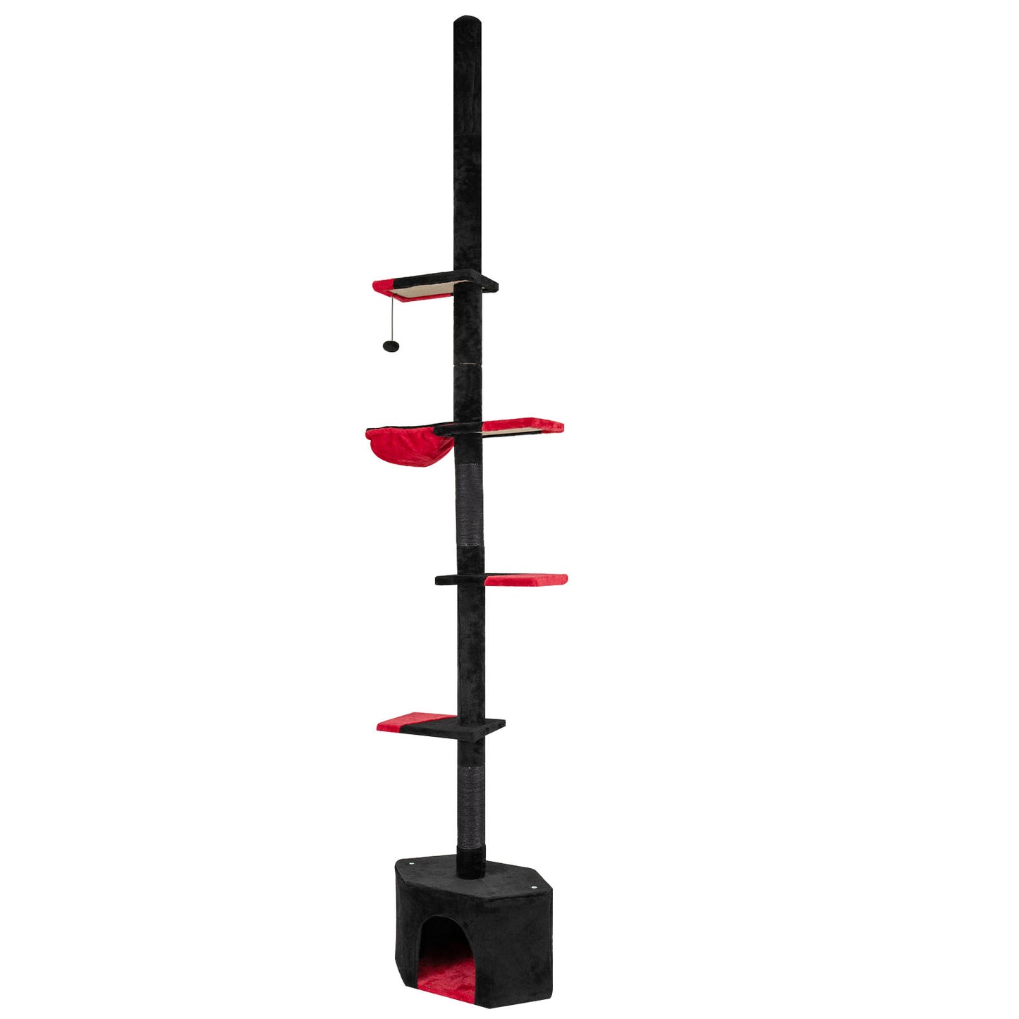 Gothic Cat Tree, 97-118 Inches, 5-Tier With Condo, Black, Red Cat Trees Condos & Scratchers Black & Red at Gallery Canada