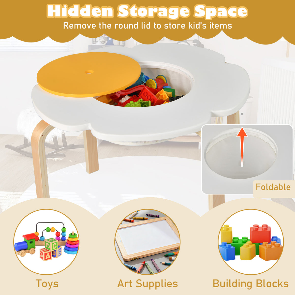 Flower-shaped Children Table Set Wooden Play and Activity Table with 2 Colorful Chairs and Stools, Multicolor Kids Table & Chair Sets at Gallery Canada