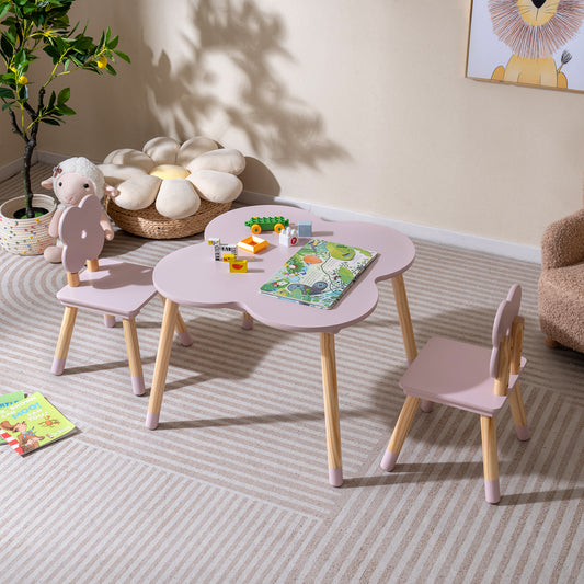 Kids Flower Table Set, Solid Pine Wood Legs, Pink Kids Table & Chair Sets Pink at Gallery Canada