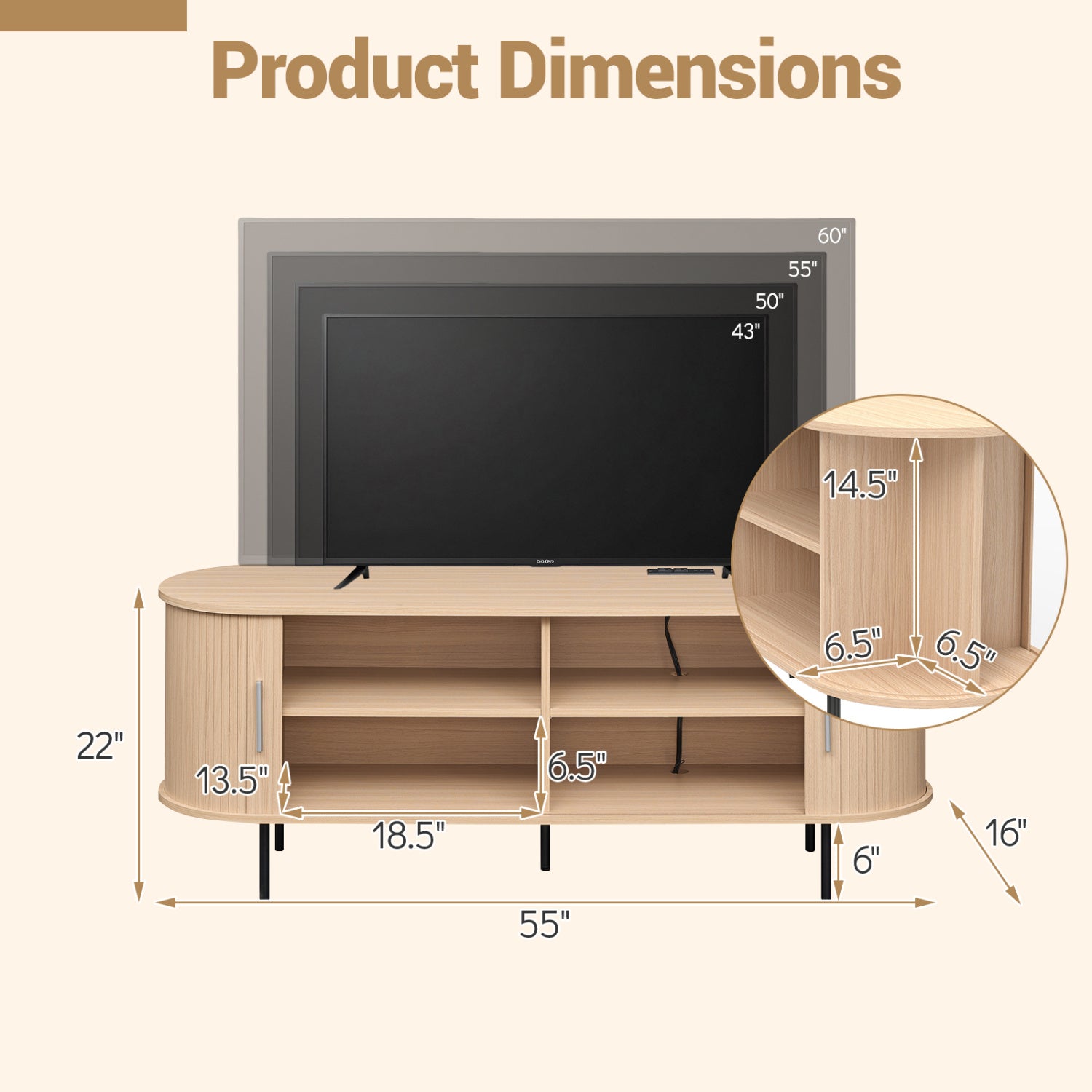 Fluted TV Stand For 60