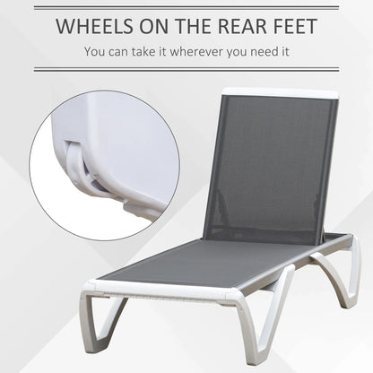 Outdoor Chaise Lounge, Aluminum Tanning Chair, 5-Level Adjustable, Grey Lounger Chairs at Gallery Canada