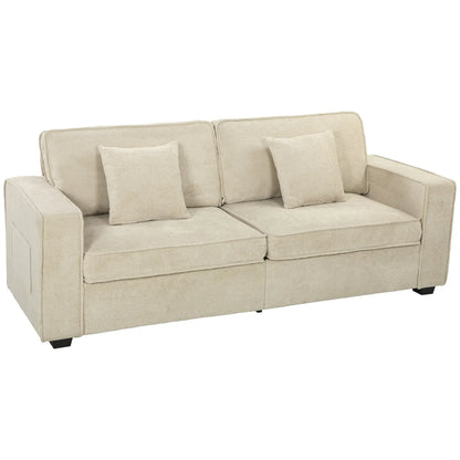 3 Seater Sofa, Thick Cushion, Wide Deep Seat, 2 Pillows, Light Brown 3-Seater Sofas at Gallery Canada