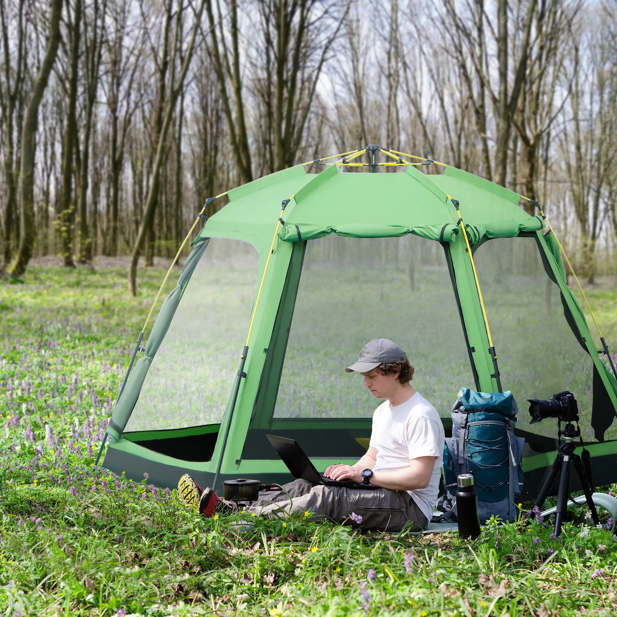6 Person Instant Tent, 2-Tier Fabric With 4 Windows, Portable Camping, Green Camping Tents at Gallery Canada