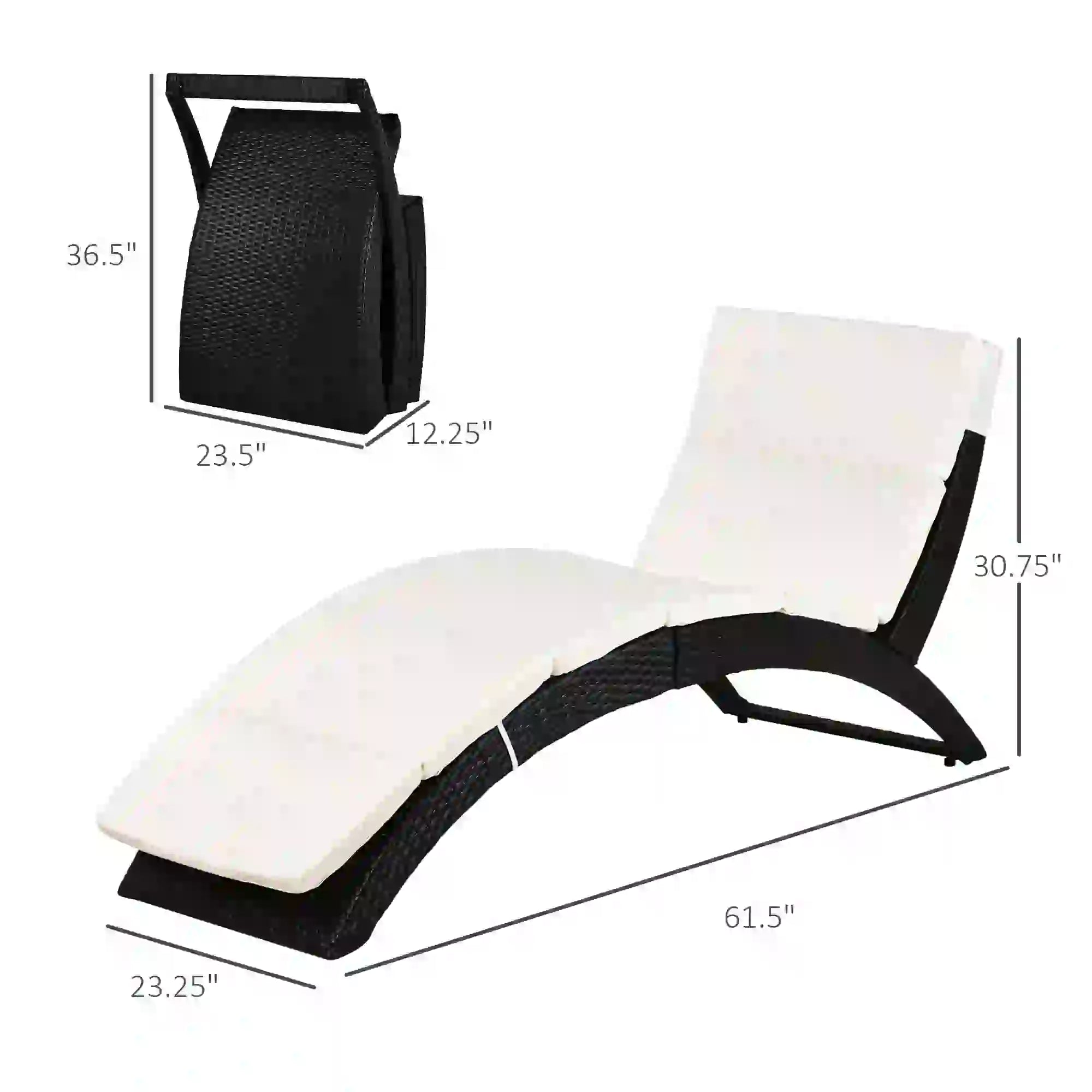 Foldable Rattan Chaise Lounge, Reclining Backrest, PE Wicker, Outdoor, Beige Chaise Loungers at Gallery Canada