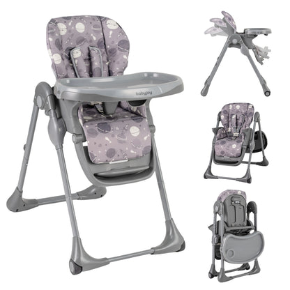 Foldable High Chair With Detachable Cushion, Gray High Chairs Gray at Gallery Canada