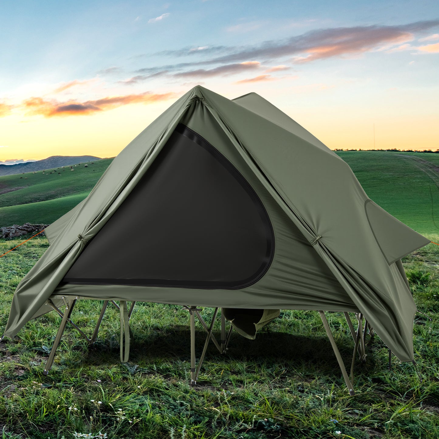 Foldable 2-Person Camping Cot Tent, With Pop-Up Shelter And Wheeled Bag, Green Tents at Gallery Canada