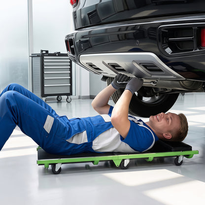 Foldable Automotive Creeper, 360° Swivel Wheels, 330 Lbs, Green