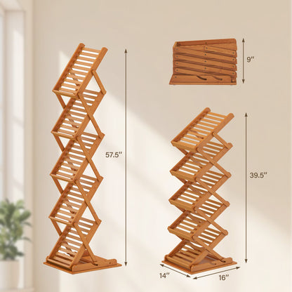 Foldable Bamboo Magazine Rack, 2 Adjustable Positions, Walnut Shoe Racks & Storage Benches at Gallery Canada
