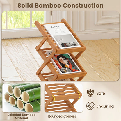 Foldable Bamboo Magazine Rack, 2 Adjustable Positions, Walnut Shoe Racks & Storage Benches at Gallery Canada