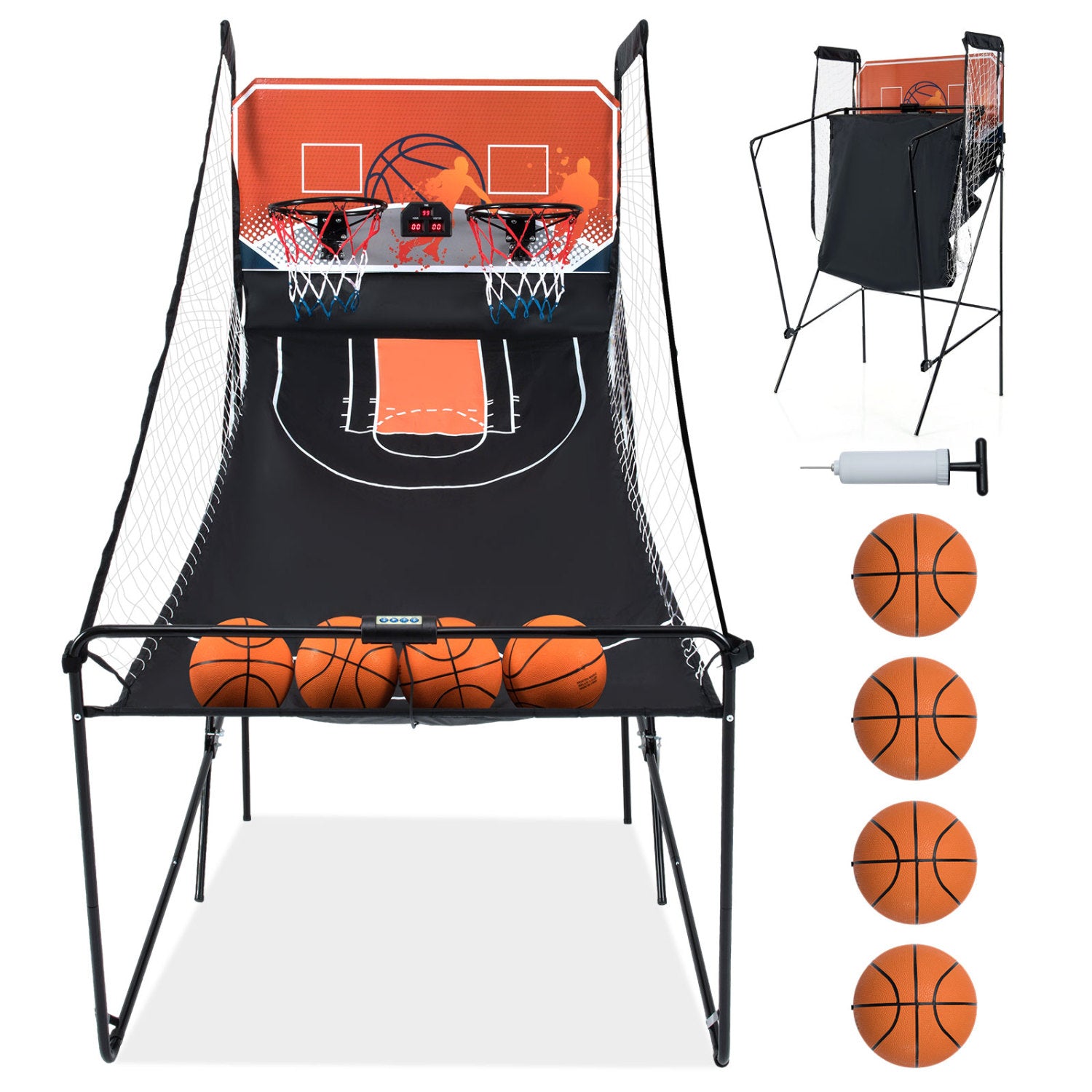 Foldable Basketball Arcade Game Kids Basketball Hoop Machine with 8 Exciting Playing Modes Game Room Options at Gallery Canada