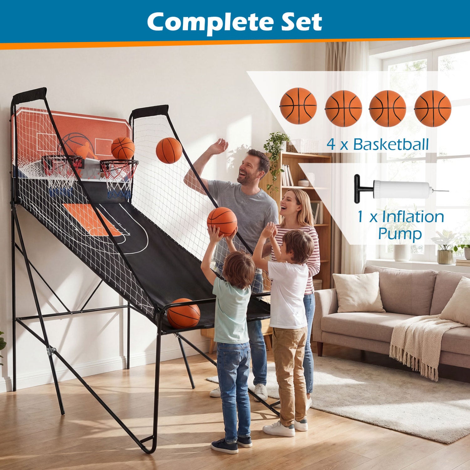 Foldable Basketball Arcade Game Kids Basketball Hoop Machine with 8 Exciting Playing Modes Game Room at Gallery Canada