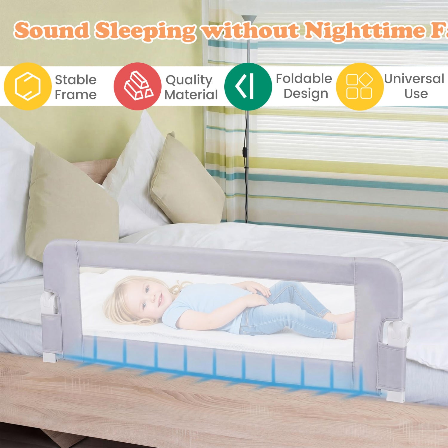 Foldable Bed Rail Baby Bed Guard, Light Gray Bed Rails at Gallery Canada