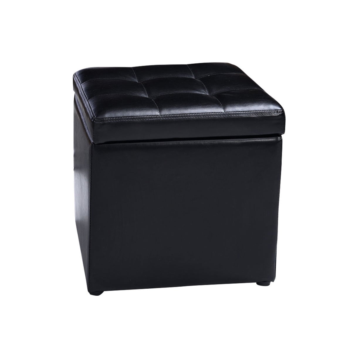 Foldable Cube Ottoman Pouffe Storage Seat, Black Ottomans Black at Gallery Canada