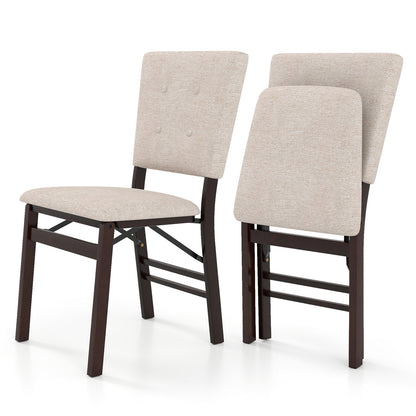 Foldable Dining Chair Set, 2 Armless Kitchen Chairs, Padded Seat, Beige Dining Chairs Beige at Gallery Canada