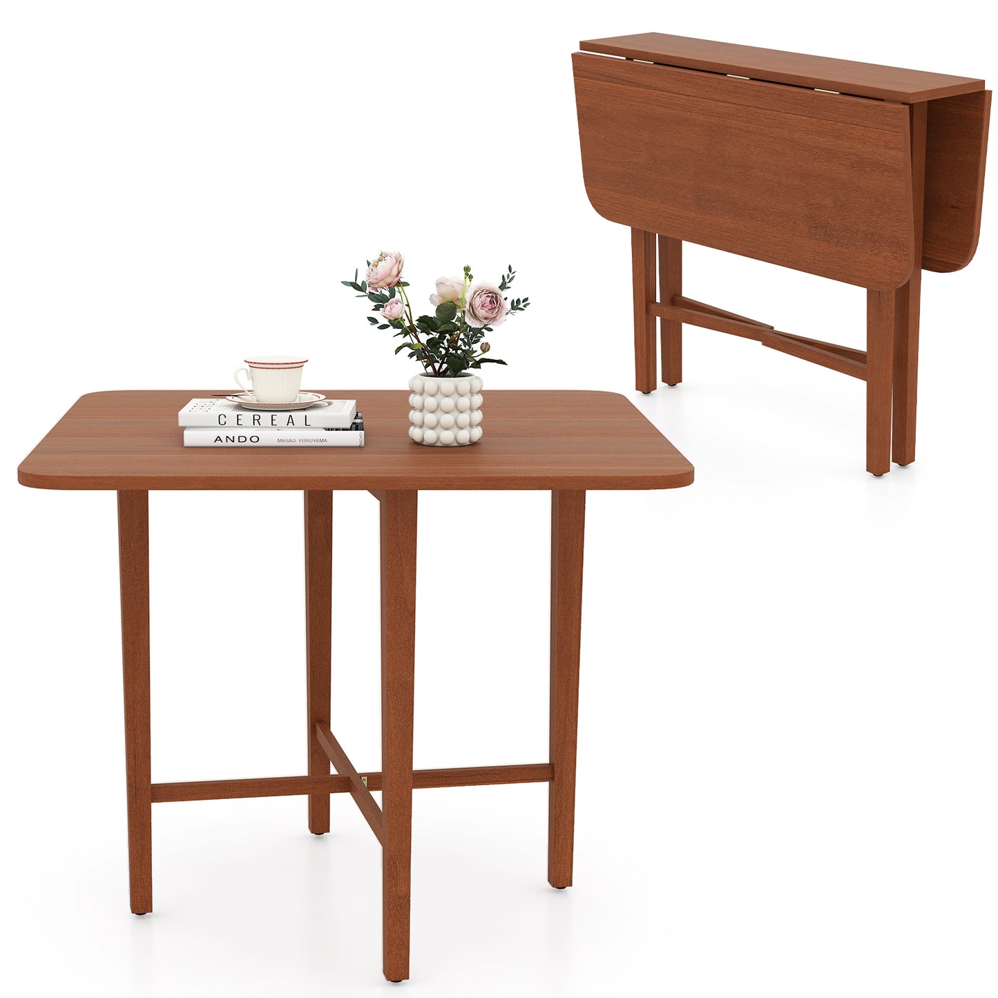Foldable Dining Table For 2-4 People, Rubber Wood Legs, Walnut Dining Tables Walnut at Gallery Canada