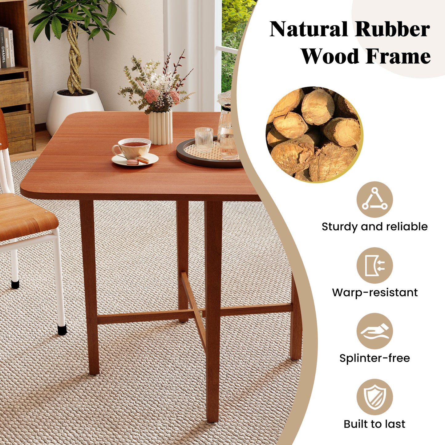 Foldable Dining Table For 2-4 People, Rubber Wood Legs, Walnut Dining Tables at Gallery Canada