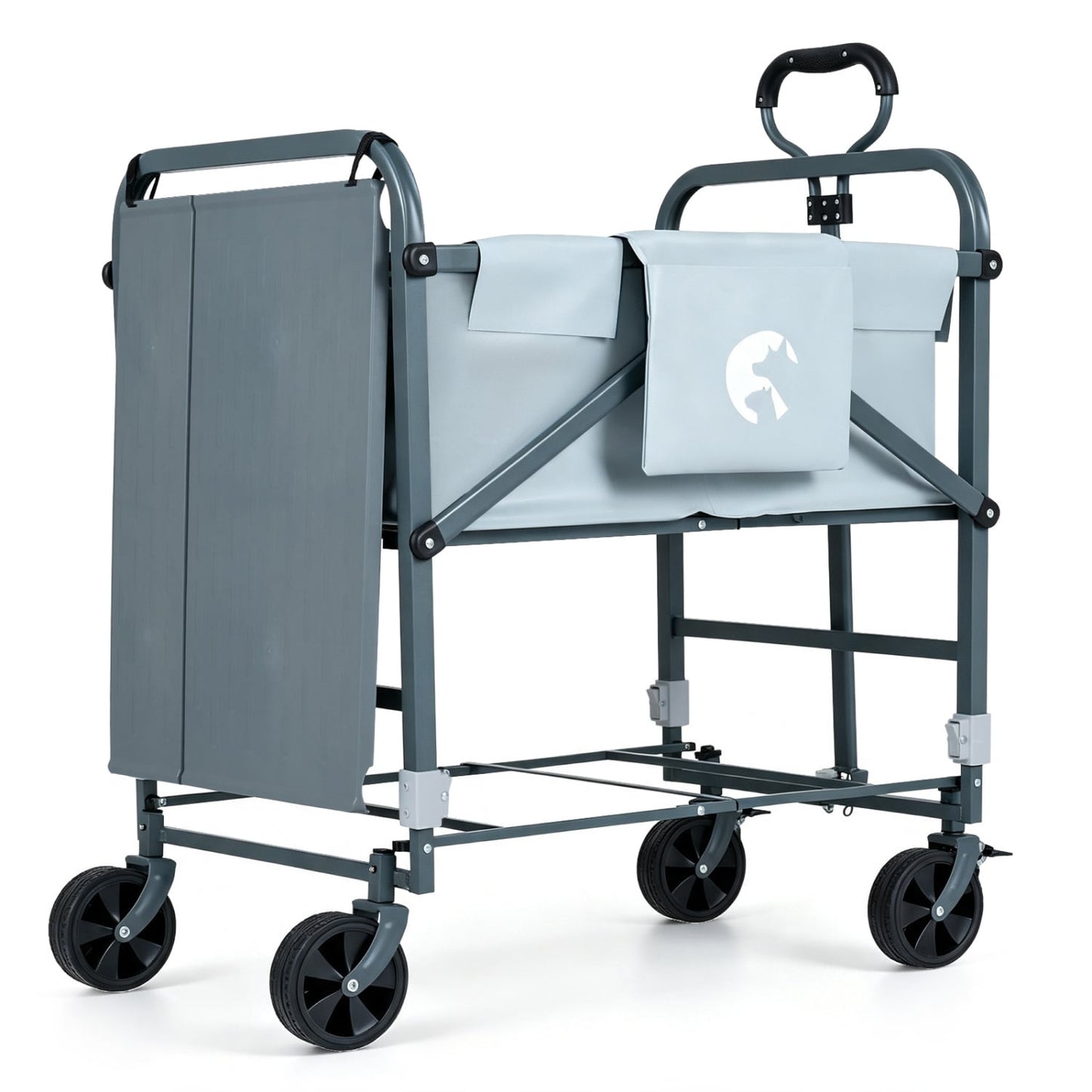 Chariot de bain pour chien pliable, hauteur réglable, 4 roues, noir et gris