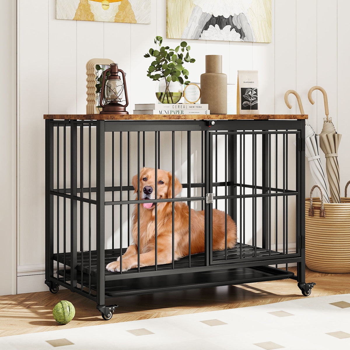 Foldable Dog Crate Furniture, L, Black Dog Kennels at Gallery Canada