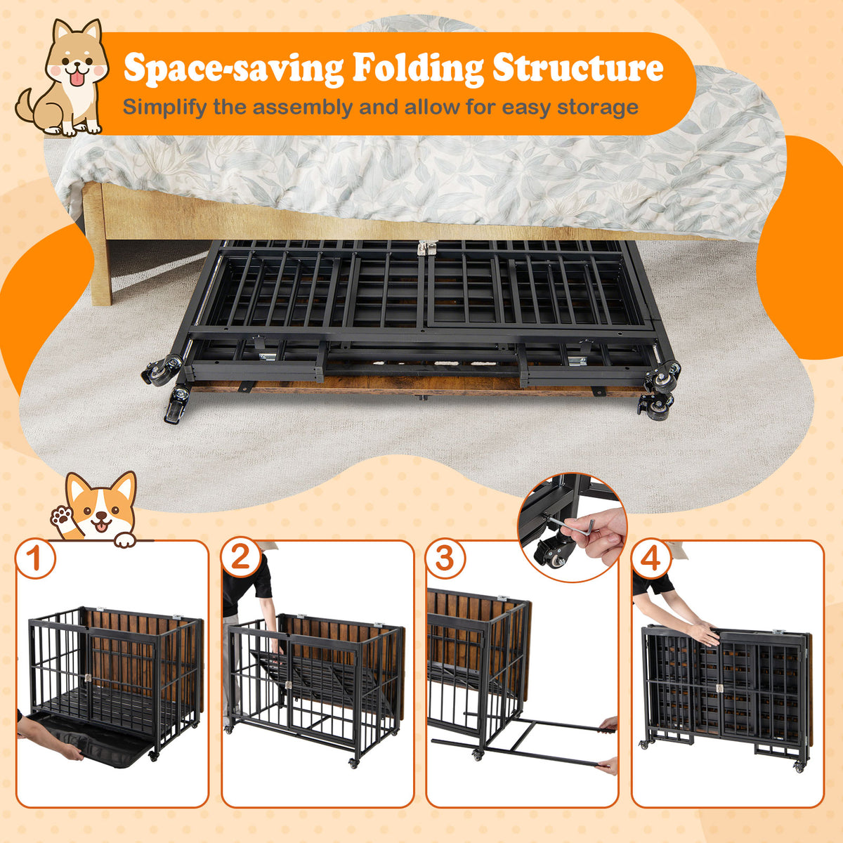 Foldable Dog Crate Furniture, L, Black Dog Kennels at Gallery Canada