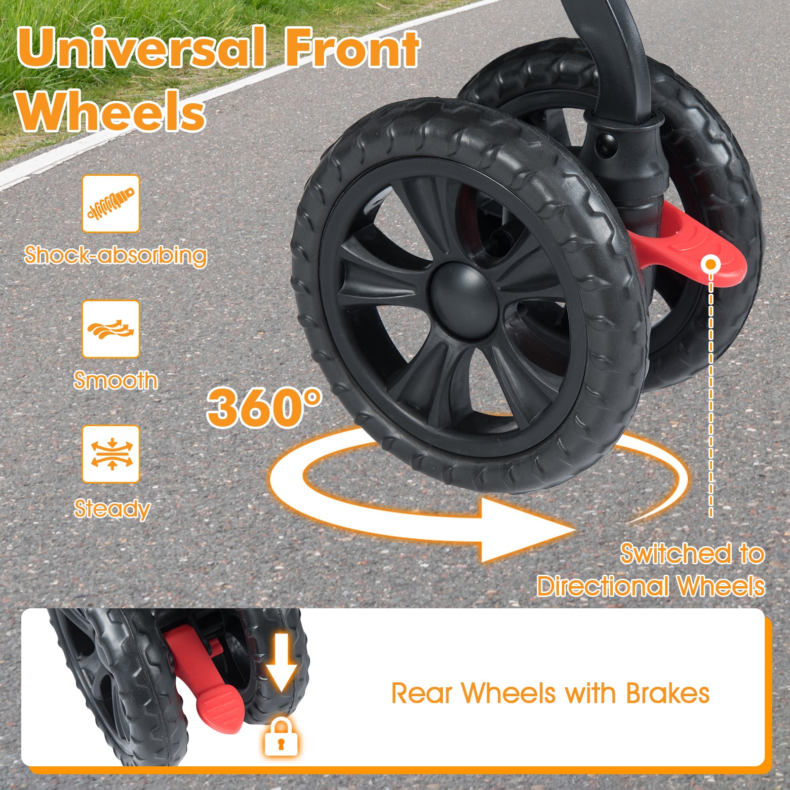 Foldable Double Pet Stroller, Adjustable Sunshade, Storage Basket, Gray Cat Supplies at Gallery Canada