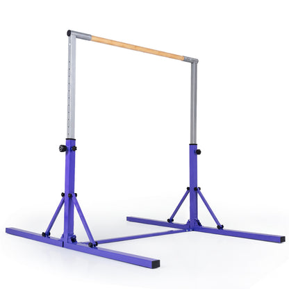 Foldable Gymnastics Bar for Kids with 3-Level Adjustable Heights, Purple Yoga Accessories Purple at Gallery Canada
