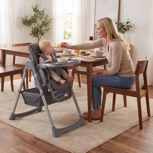 Foldable High Chair, 7-Level Height Adjustment, Gray High Chairs Gray at Gallery Canada