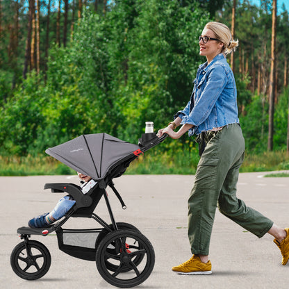 Foldable Jogging Stroller with Detachable Tray and Air-Filled Rubber Tires, Gray Baby Strollers at Gallery Canada
