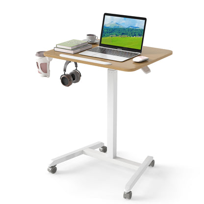Foldable Mobile Standing Desk, 90° Tiltable Tabletop, Natural Computer Desks at Gallery Canada