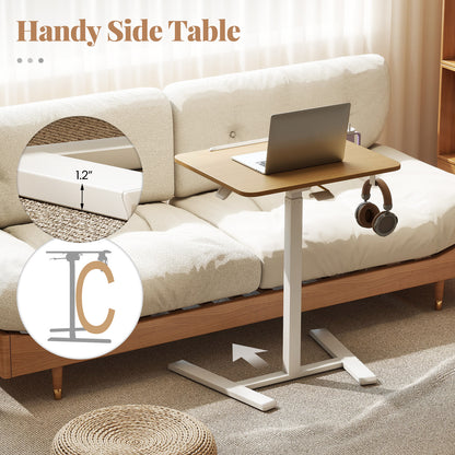 Foldable Mobile Standing Desk With Hook And Cup Holder, Natural Computer Desks at Gallery Canada