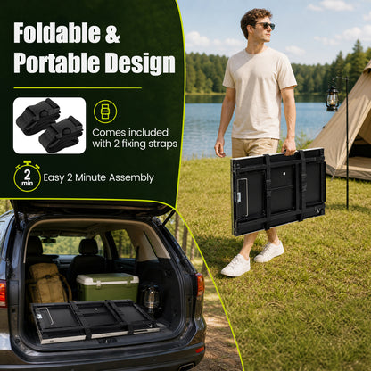 Foldable Outdoor Cook Station with Shelves, Black