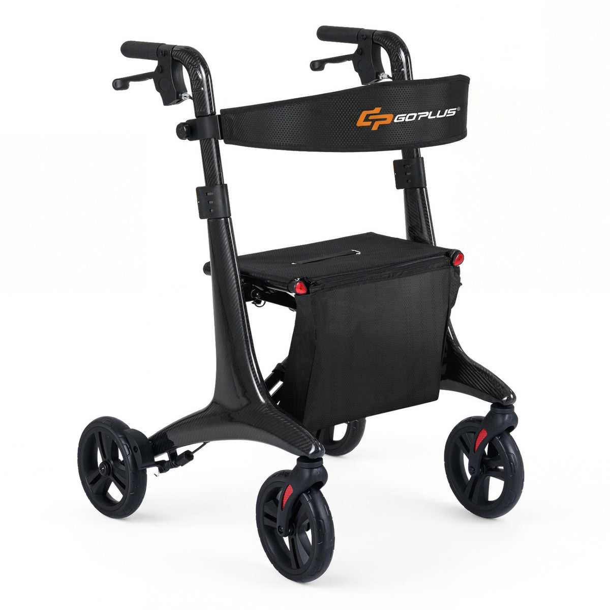 Foldable Rollator Rolling Walker with Seat for Seniors, Black Walkers & Rollators at Gallery Canada