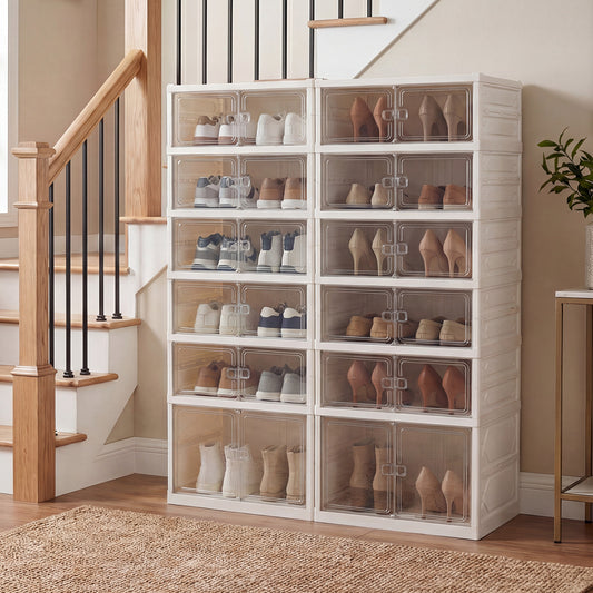 Foldable Shoe Rack Organizer, 12-Pair 6-Tier, White Shoe Racks & Storage Benches White at Gallery Canada