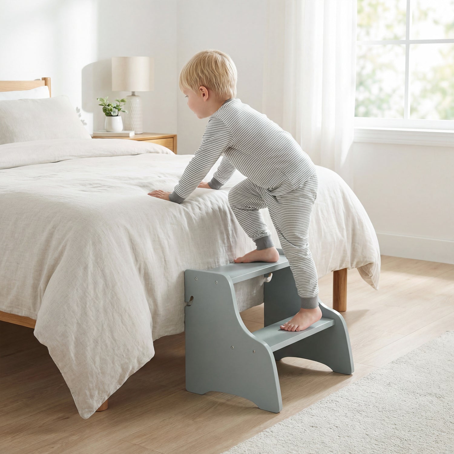 Foldable Toddler Step Stool With Chalkboards, 2-Step, Gray Nursery Furniture at Gallery Canada