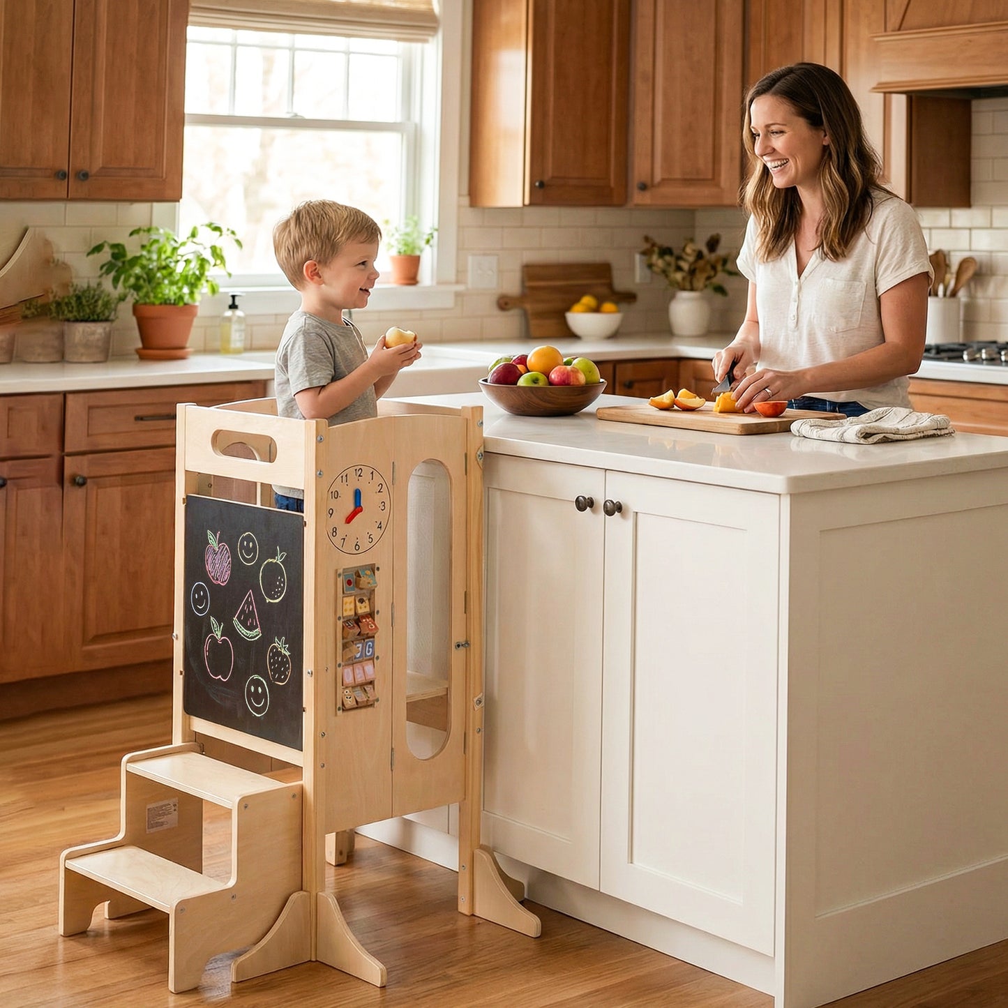 Foldable Toddler Tower with 2-Step Stool and Safety Net for 3+ Years Old Toddler & Kids Furniture at Gallery Canada