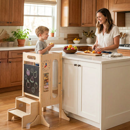 Foldable Toddler Tower with 2-Step Stool and Safety Net for 3+ Years Old Toddler & Kids Furniture at Gallery Canada