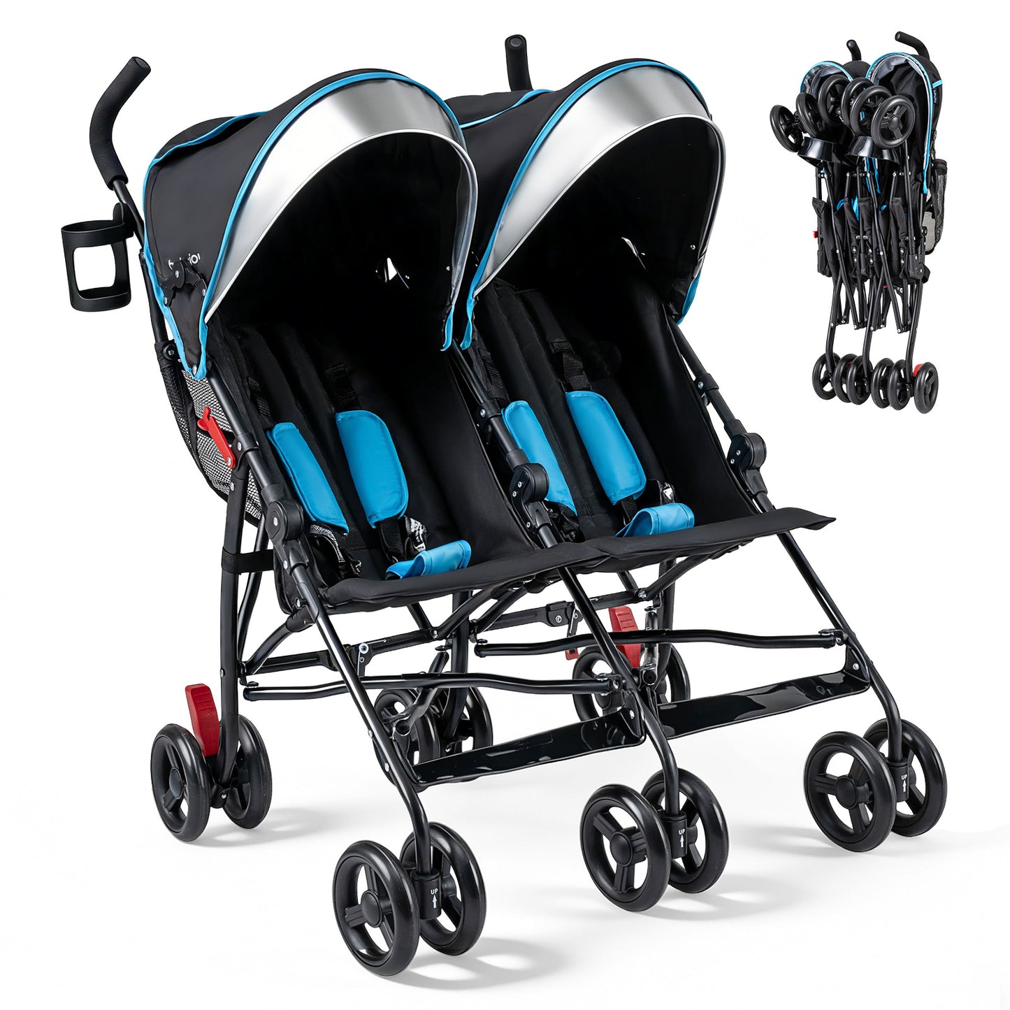 Foldable Twin Baby Double Stroller Ultralight Umbrella Kids Stroller, Navy Baby Strollers at Gallery Canada