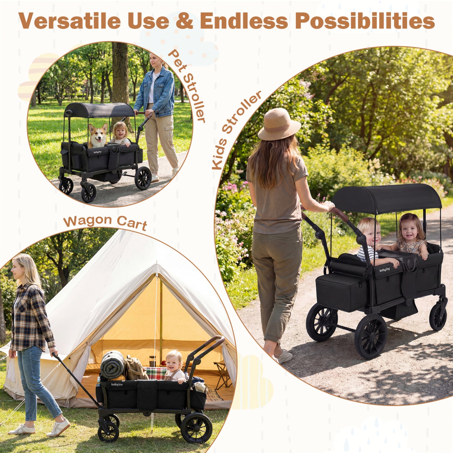 Foldable Double Seater Toddler Stroller, Removable Canopy, Black Baby Strollers at Gallery Canada