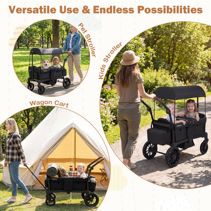 Foldable Double Seater Toddler Stroller, Removable Canopy, Black Baby Strollers at Gallery Canada