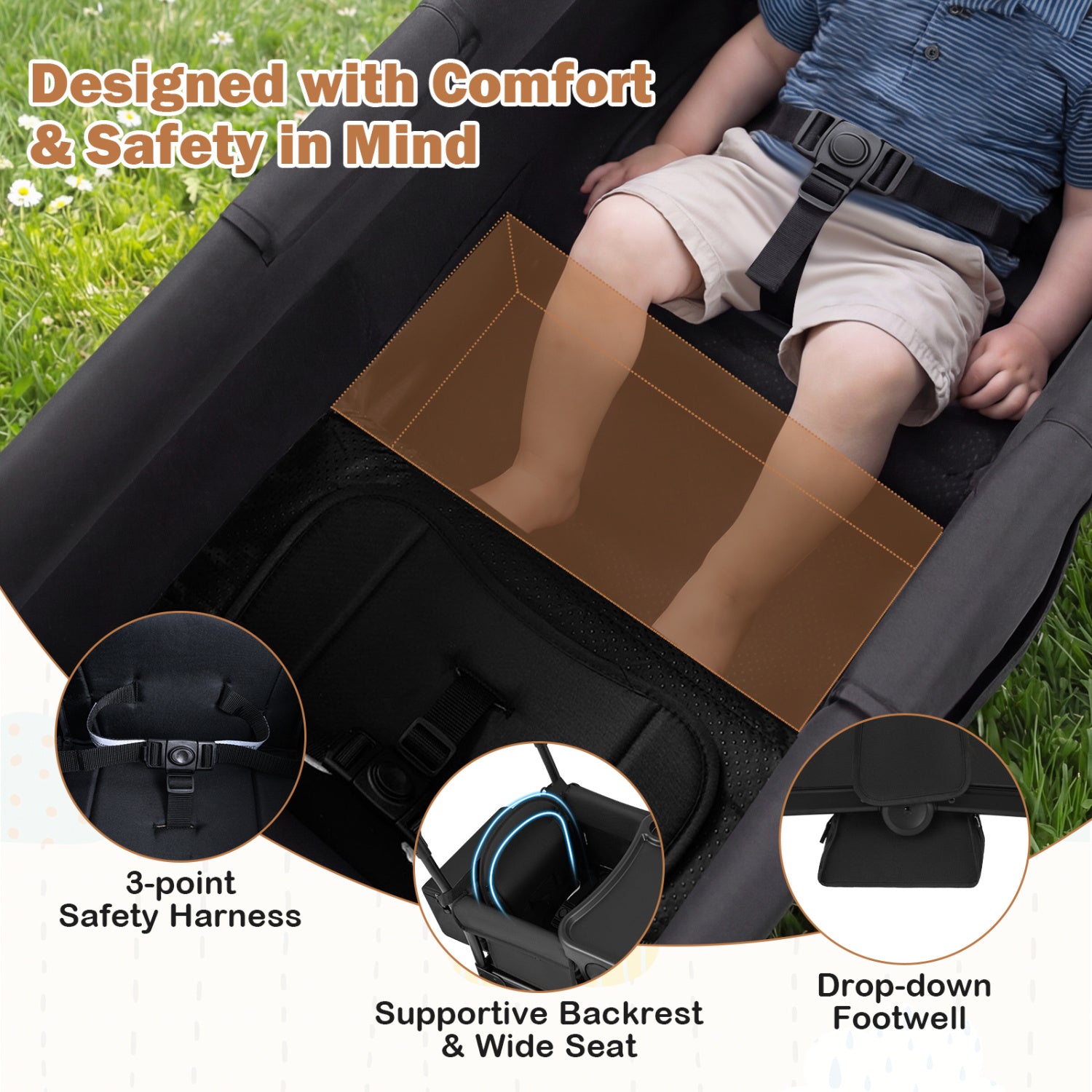 Foldable Double Seater Toddler Stroller, Removable Canopy, Black Baby Strollers at Gallery Canada