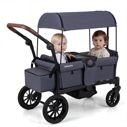 Foldable Wagon Stroller For 2 Kids, Double Seater, Removable Canopy, Gray Baby Strollers Gray at Gallery Canada