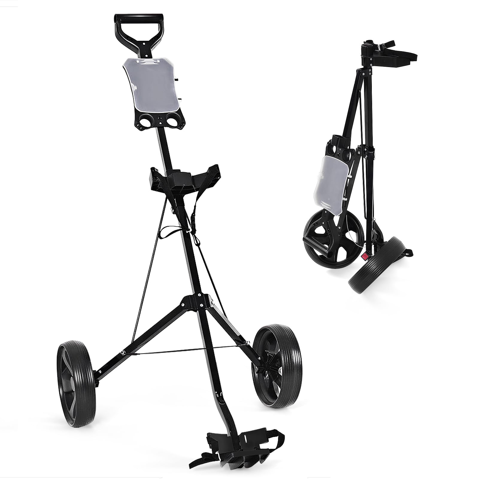 Folding 2 Wheels Golf Cart Trolley With Scoreboard, Black Golf Black at Gallery Canada