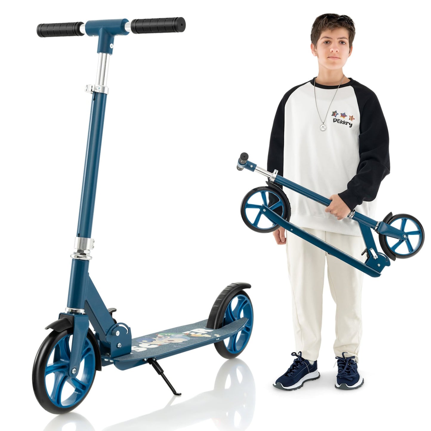 Folding Aluminum Alloy Scooter, 3 Adjustable Heights, Blue Scooters Blue at Gallery Canada