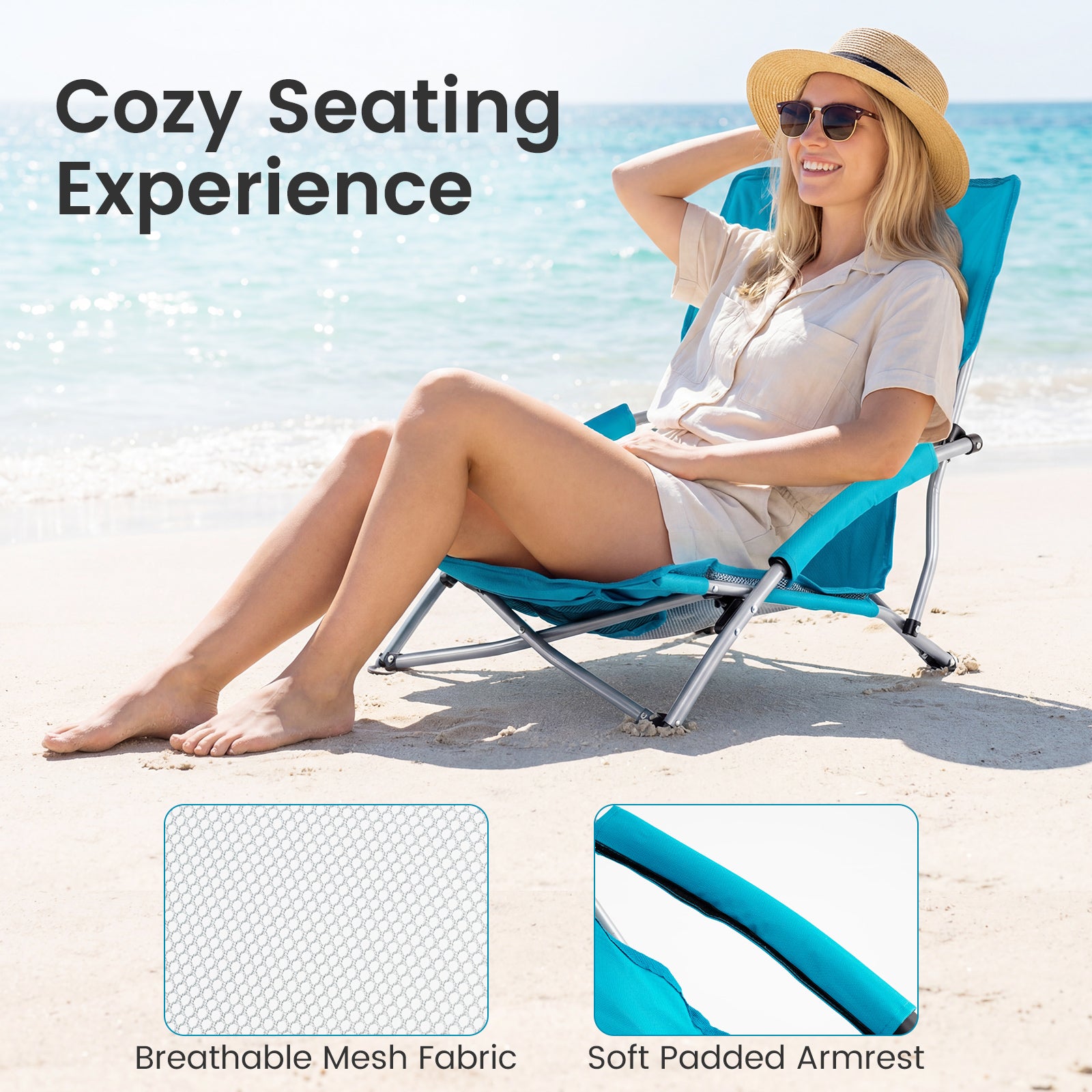Folding Beach Chairs Set of 2, Portable Lightweight, Blue Beach & Lawn Chairs at Gallery Canada