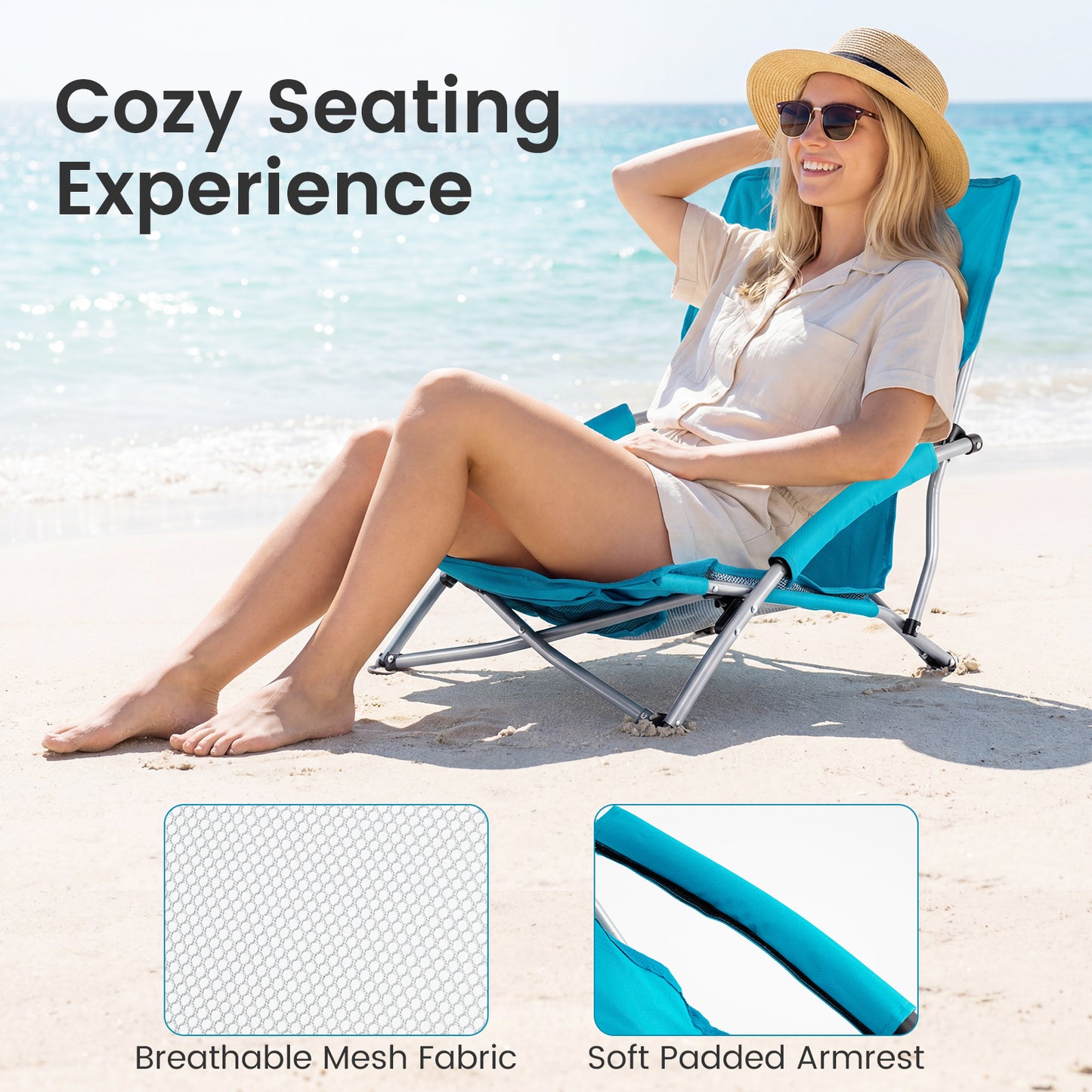Folding Beach Chairs Set of 2, Portable Lightweight, Blue Beach & Lawn Chairs at Gallery Canada