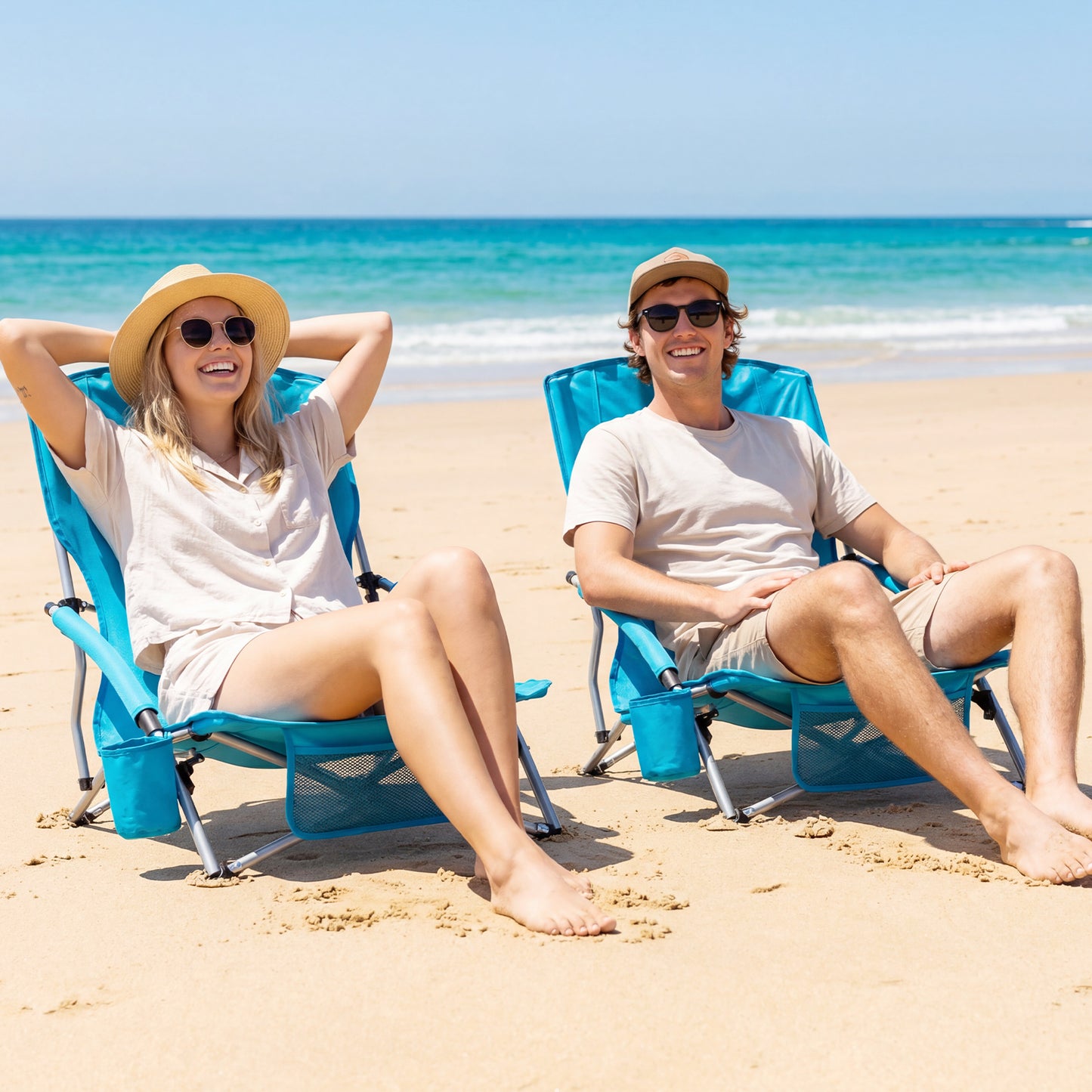 Folding Beach Chairs Set of 2, Portable Lightweight, Blue Beach & Lawn Chairs at Gallery Canada