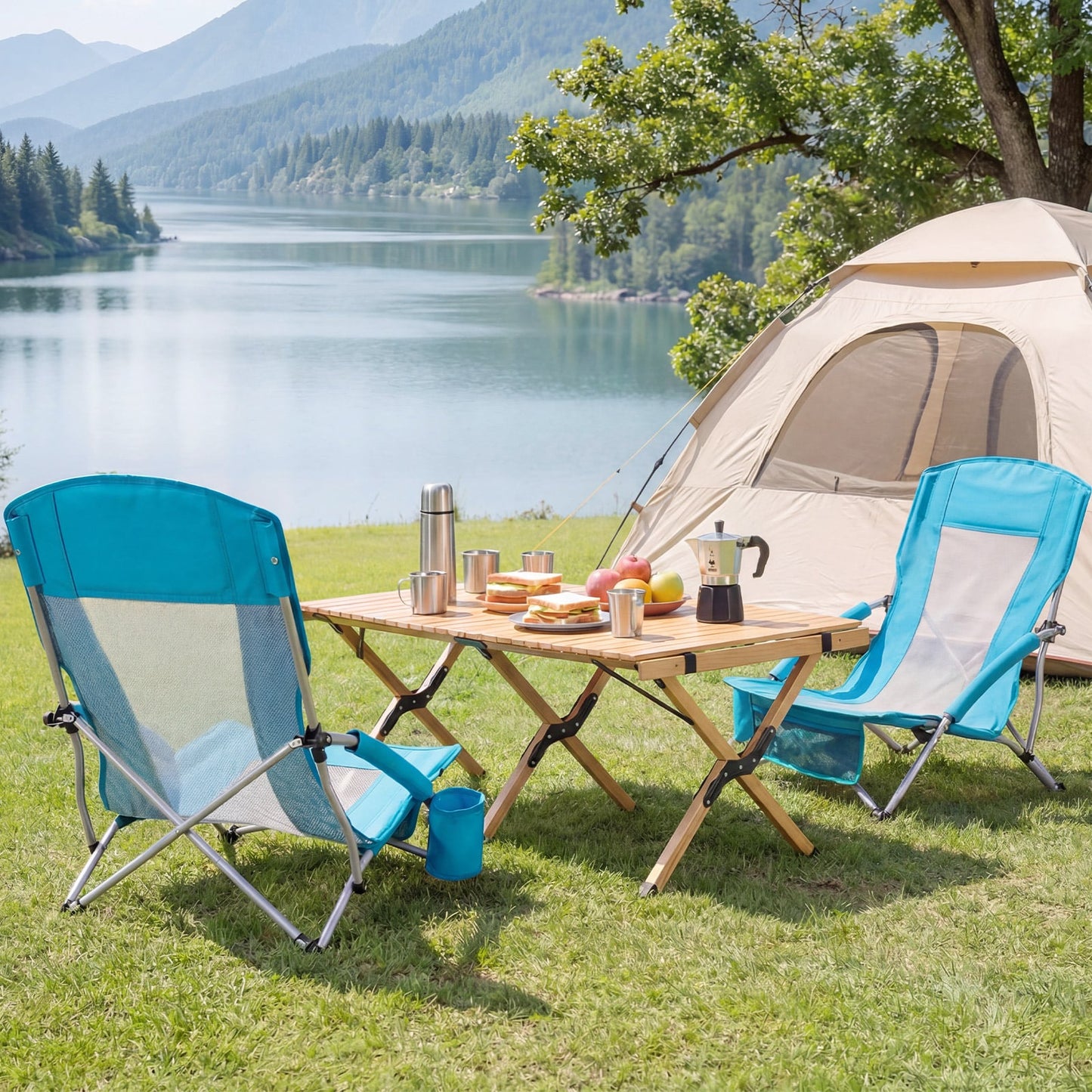 Folding Beach Chairs Set of 2, Portable Lightweight, Blue Beach & Lawn Chairs at Gallery Canada