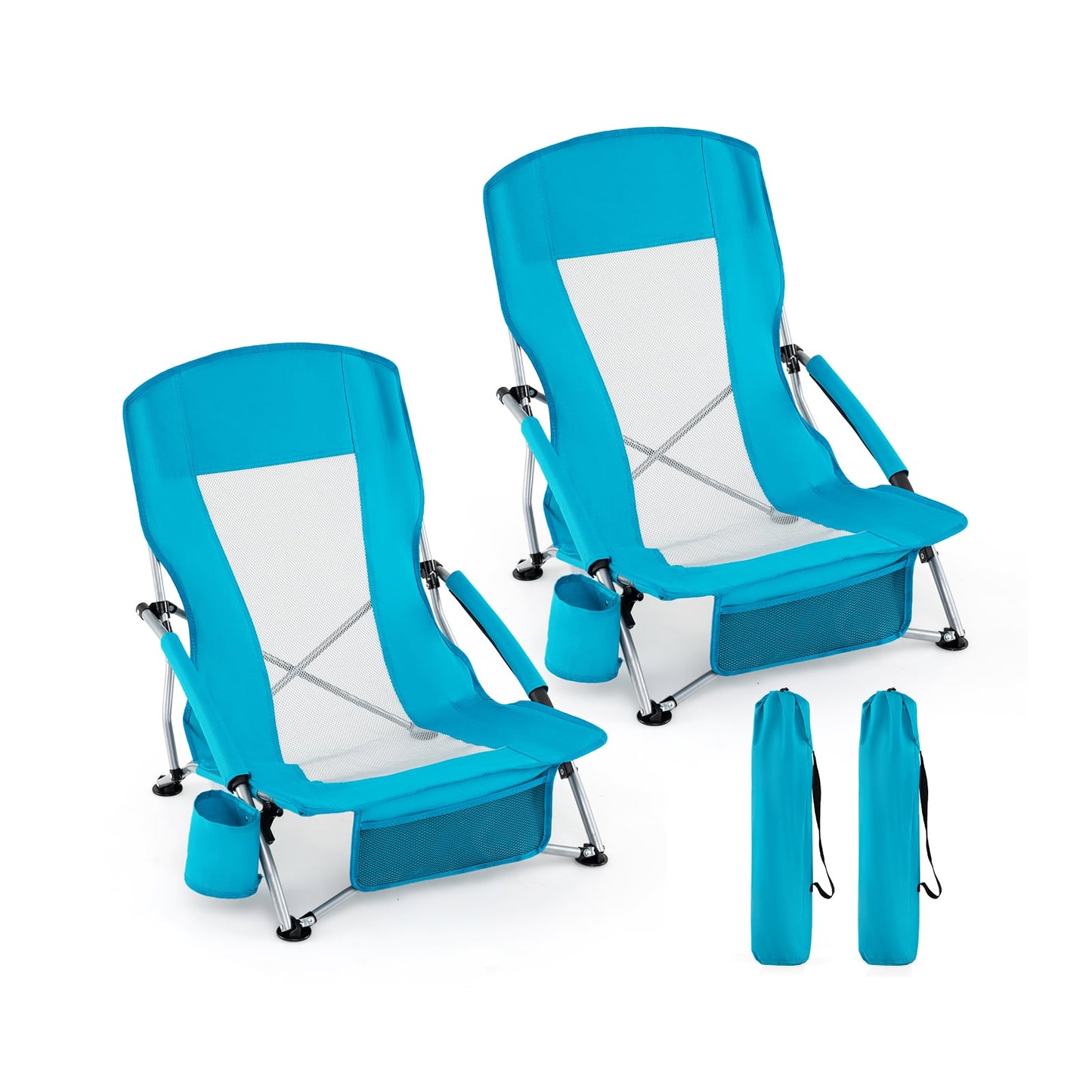 Folding Beach Chairs Set of 2, Portable Lightweight, Blue Beach & Lawn Chairs at Gallery Canada